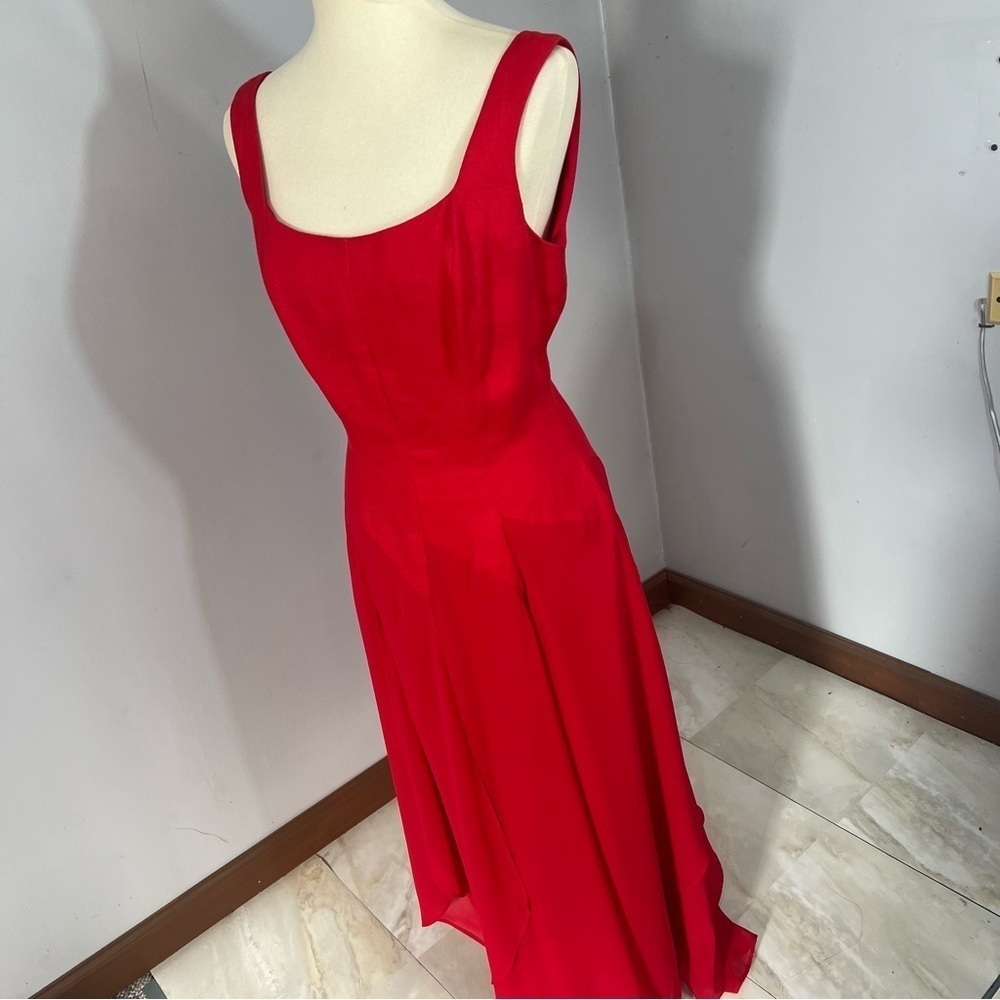 Vintage Kamisato Geary Roark red linen maxi dress classic formal cocktail vacay - Picture 5 of 12
